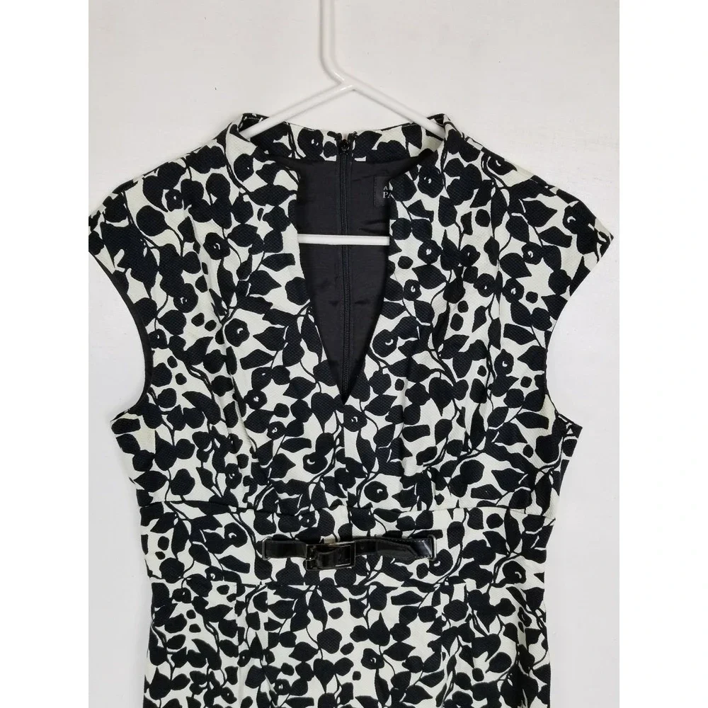 Adrianna Papell Size 12 Cap Sleeve Black Ivory Cotton Blend  EC - Picture 5 of 7